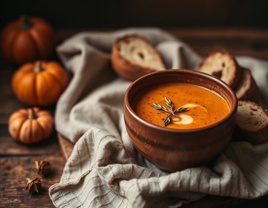 Velvety Roasted Pumpkin Soup with Sage Butter